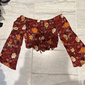 off the shoulder floral crop top